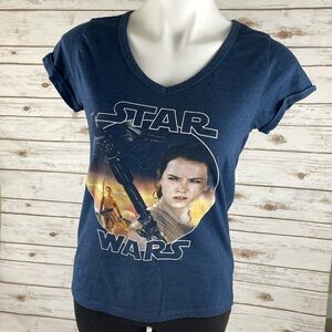 Star Wars Blue Graphic Rey V-Neck Tee Shirt